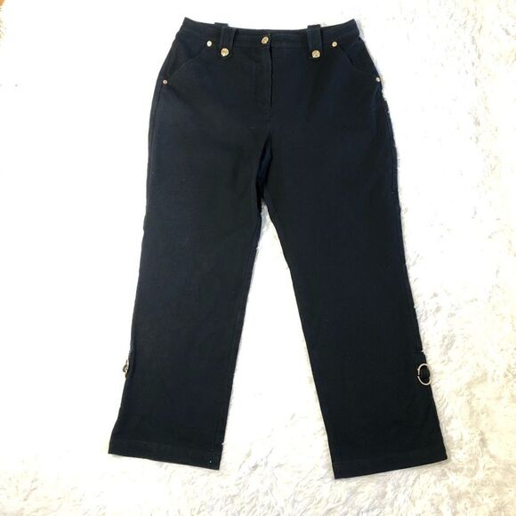 ST JOHN SPORT CONVERTIBLE ROLLUP PANTS BLACK SZ 10 - Picture 2 of 11